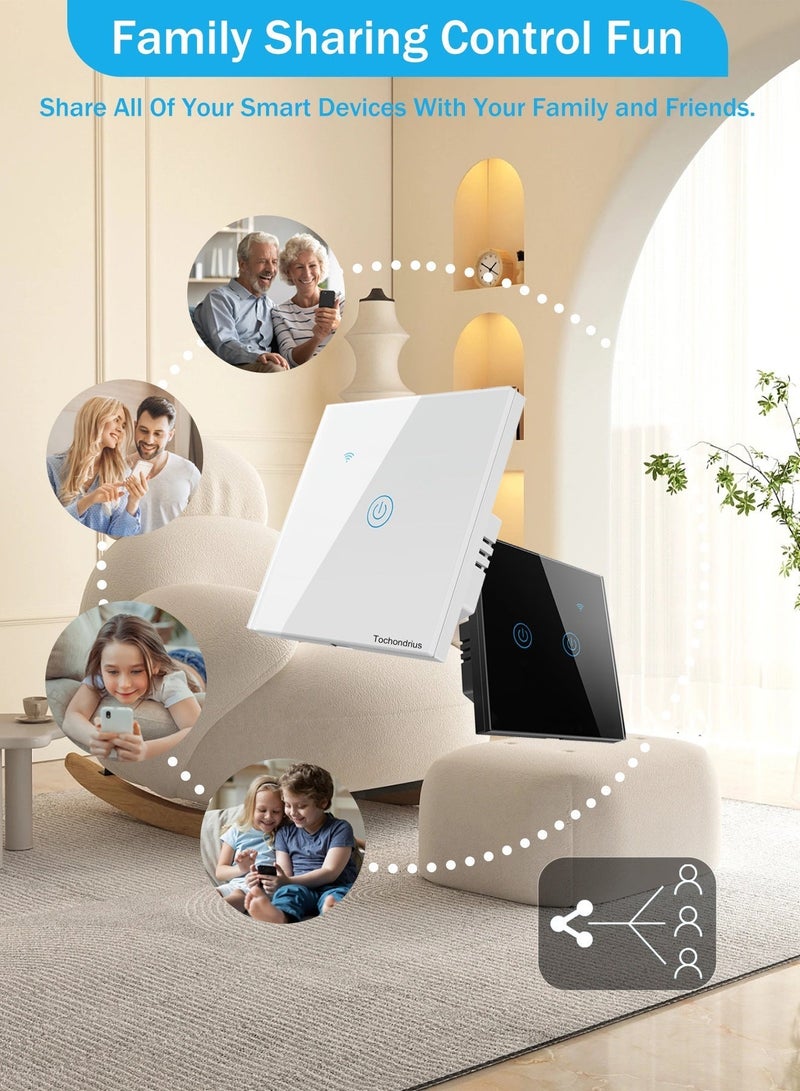 Tichondrius WiFi Smart Wall Light Switch, Compatible with Alexa and Google Home, APP Remote Control, No Neutral Wire Required, No Hub Required, Timing Function, Voice Control  (1Gang, White) - Image 5