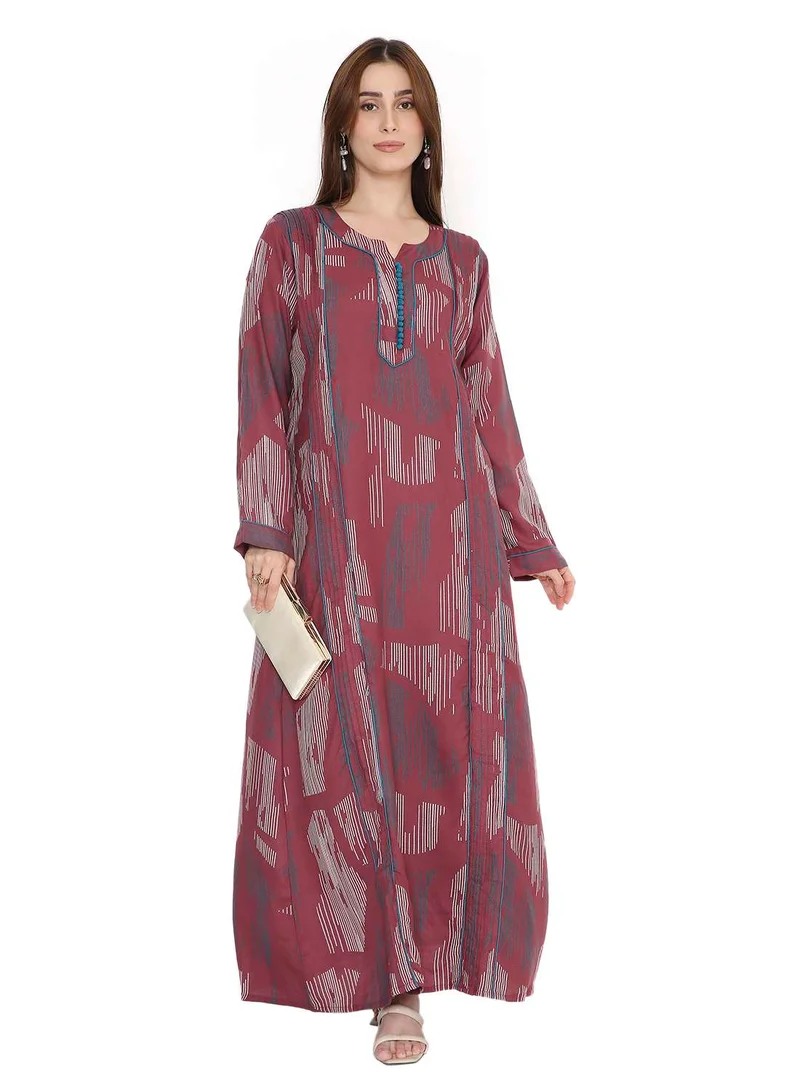 HANA & SARA BEAUTIFUL PRINTED LONG ARABIC KAFTAN FARASHA JALABIYA DRESSES