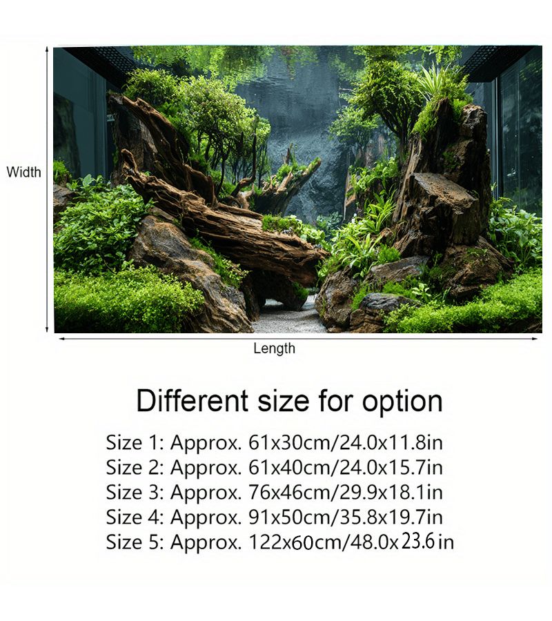 Self Adhesive 3D Aquarium Background Wallpaper 61x40cm Realistic Reef Plant Fish Decor - Image 4