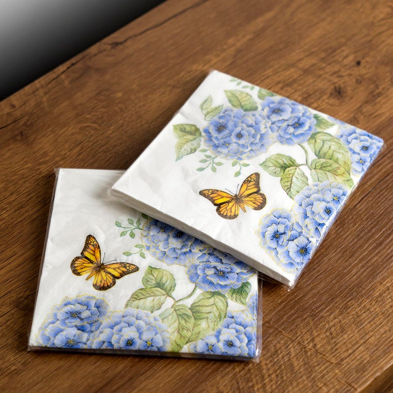 YACSNBF 1 Gold Napkin Holder and 50 PCS Hydrangea Paper Napkins,Brass Napkin Holder,Classic combination and matching,Modern Dining Table Decor, Home Decor - Image 4