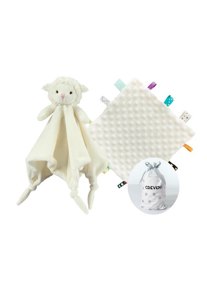 CREVENT Cozy Plush Baby Security Blanket Loveys for Baby Girls Boys, for Newborns (Ivory Sheep + Tag) - Image 1