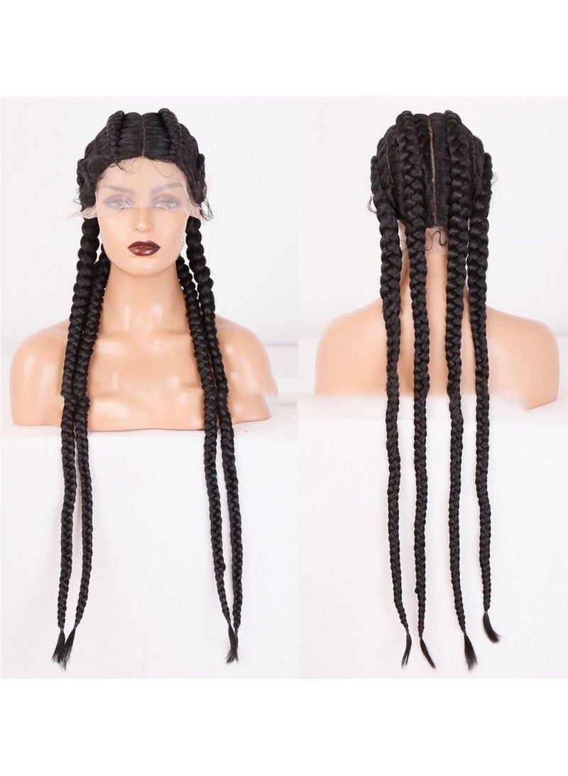 شعر مستعار أوروبي وأمريكي جديد شعر مستعار أربعة حبلا جدائل قذرة ضفائر واقعية أغطية رأس دمية طبيعية لون الشعر رقم 1B