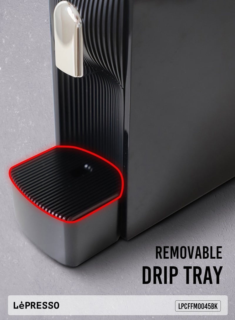ليبرسو ماكينة صنع قهوة إسبريسو باريستو كبسولات نسبرسو متوافقة مع مضخة إيطالية قوية وتحكم في مستوى الصوت قابل للتخصيص / صينية تنقيط قابلة للإزالة / ضغط مضخة 19 بار / طاقة مقدرة 1200 واط / ماكينة صنع قهوة بالكبسولات / ماكينة قهوة - أسود - Image 3