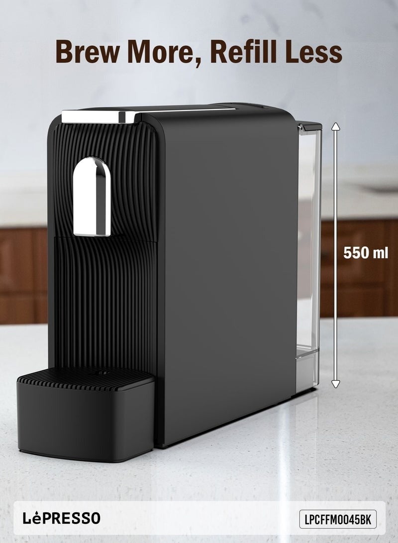 ليبرسو ماكينة صنع قهوة إسبريسو باريستو كبسولات نسبرسو متوافقة مع مضخة إيطالية قوية وتحكم في مستوى الصوت قابل للتخصيص / صينية تنقيط قابلة للإزالة / ضغط مضخة 19 بار / طاقة مقدرة 1200 واط / ماكينة صنع قهوة بالكبسولات / ماكينة قهوة - أسود - Image 4
