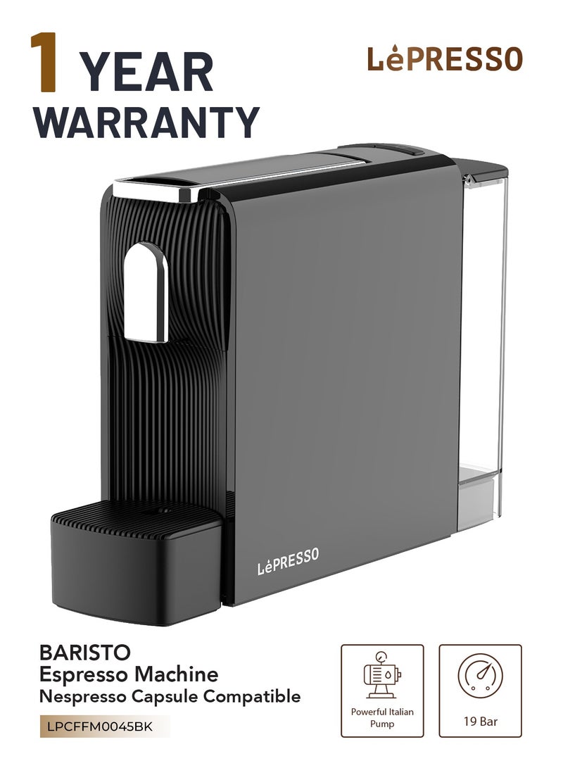 ليبرسو ماكينة صنع قهوة إسبريسو باريستو كبسولات نسبرسو متوافقة مع مضخة إيطالية قوية وتحكم في مستوى الصوت قابل للتخصيص / صينية تنقيط قابلة للإزالة / ضغط مضخة 19 بار / طاقة مقدرة 1200 واط / ماكينة صنع قهوة بالكبسولات / ماكينة قهوة - أسود - Image 1