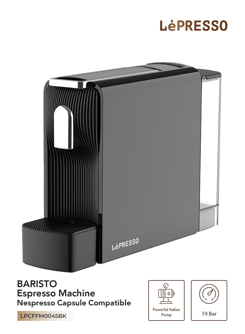 LePresso Baristo Compact Espresso Machine with Nespresso Compatible, 19 Bar Italian Pump, 1200W with Customizable Volume & Removable Drip Tray - Black - Image 1