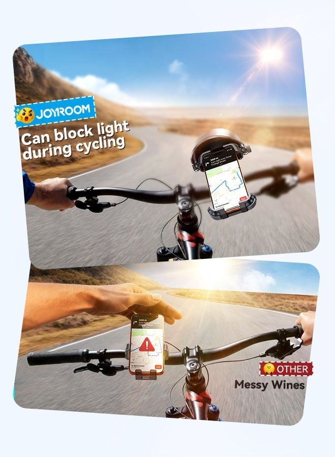 JOYROOM Bike Phone Holder with Dual Layer Sunshade, Shockproof Adjustable Motorcycle & Bicycle Phone Mount with Anti-Loosening Safety Lock & Full Silicone Protection - One-Handed Operation, Strong Grip, Universal Fit for All Smartphones - Compatible with Bikes, MTB, Road Cycles, E Bikes & Scooters - CE Certified (Engineered for Your Phone's Safety) - Image 3