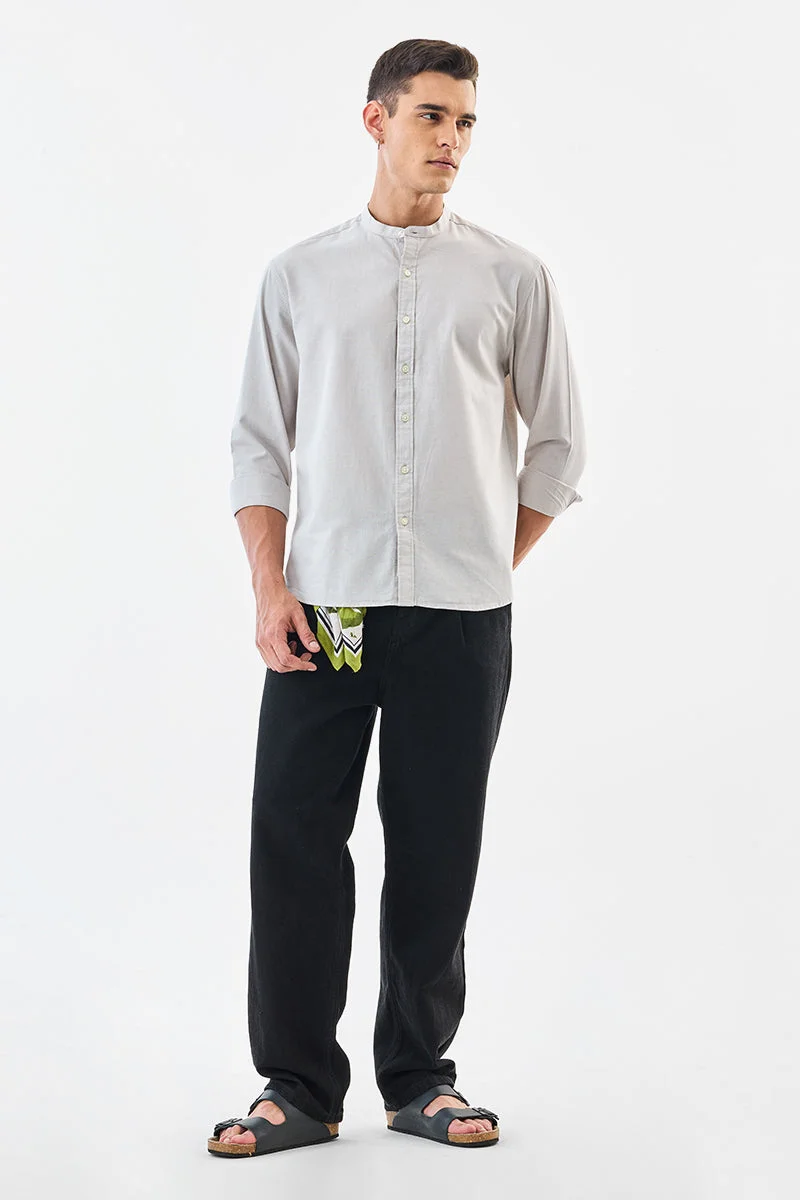 SNITCH Linen Blend Mandarin Collar Shirt