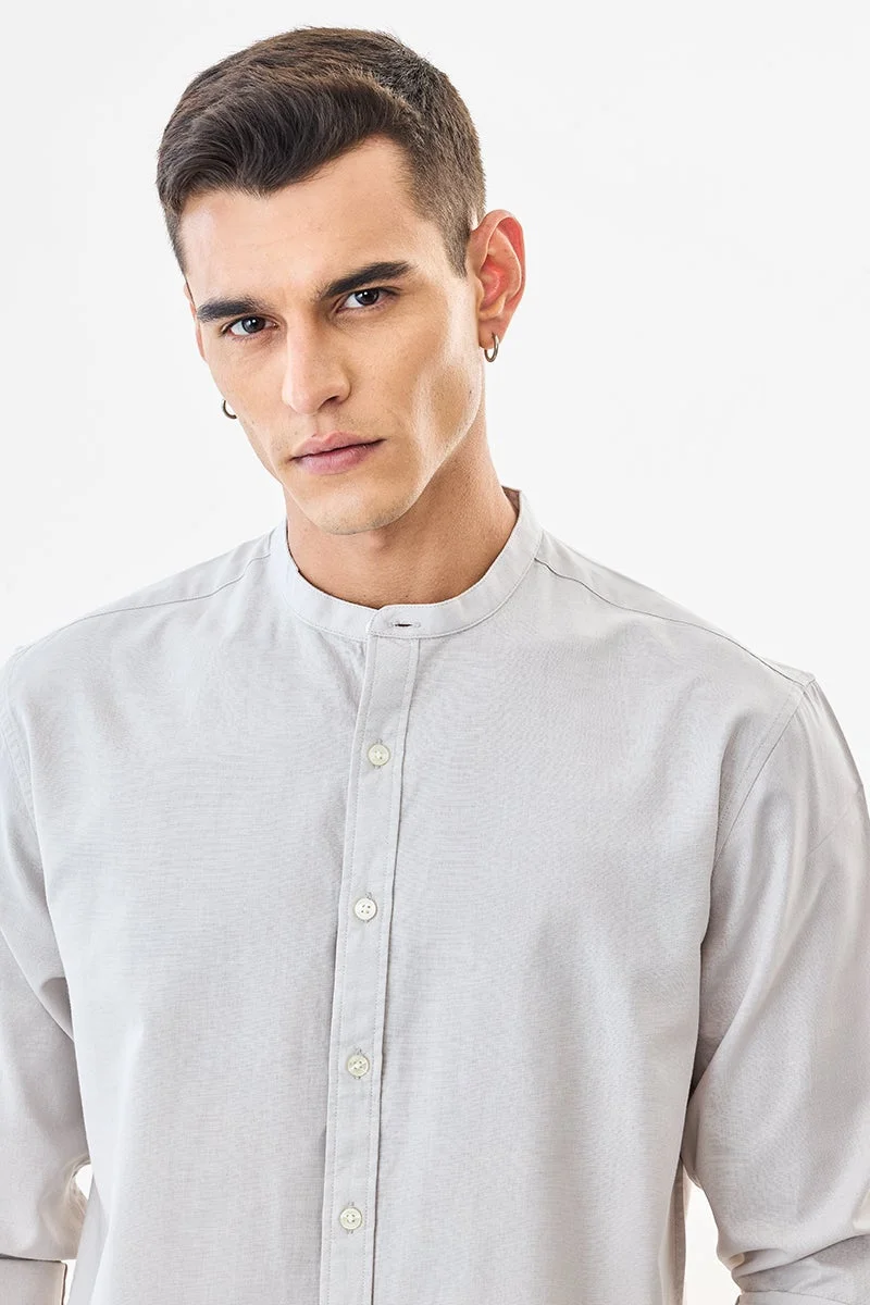 SNITCH Linen Blend Mandarin Collar Shirt