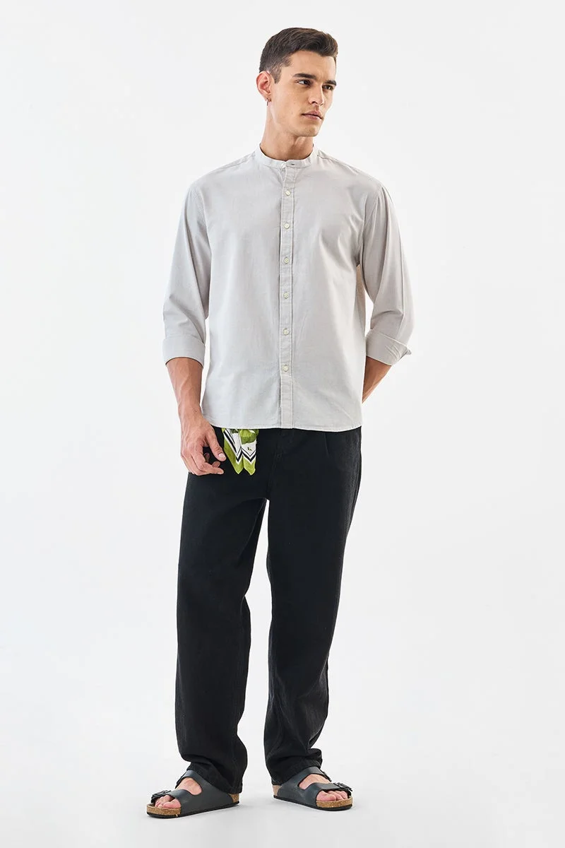 SNITCH Linen Blend Mandarin Collar Shirt