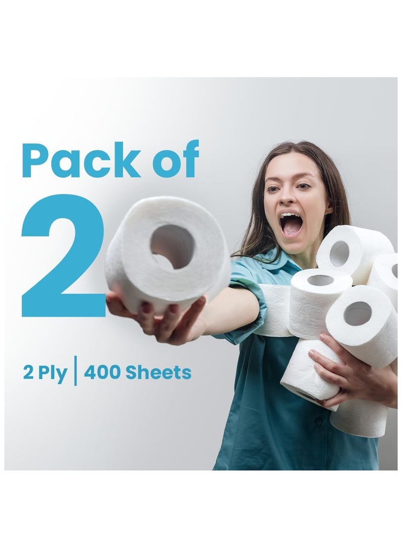 NICE Touch لفائف تواليت عادية 2 طبقة 8000 ورقة، 20 لفافة من 400 ورقة - Image 2
