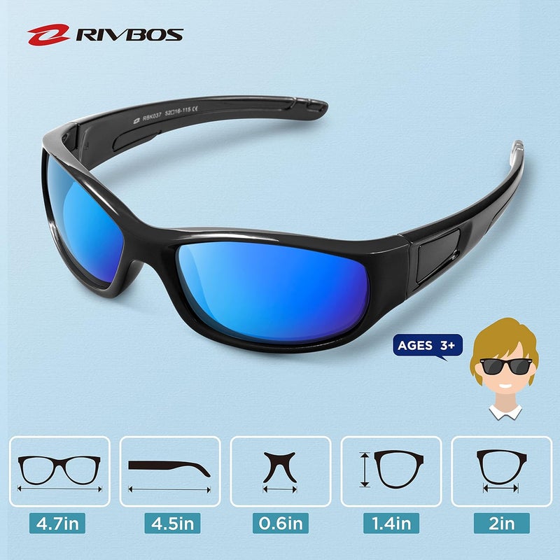 RIVBOS Kids (Age 3-8) Sunglasses Polarized UV Protection Flexible Rubber Glasses Shades with Strap for Boys Girls RBK037 - Image 5