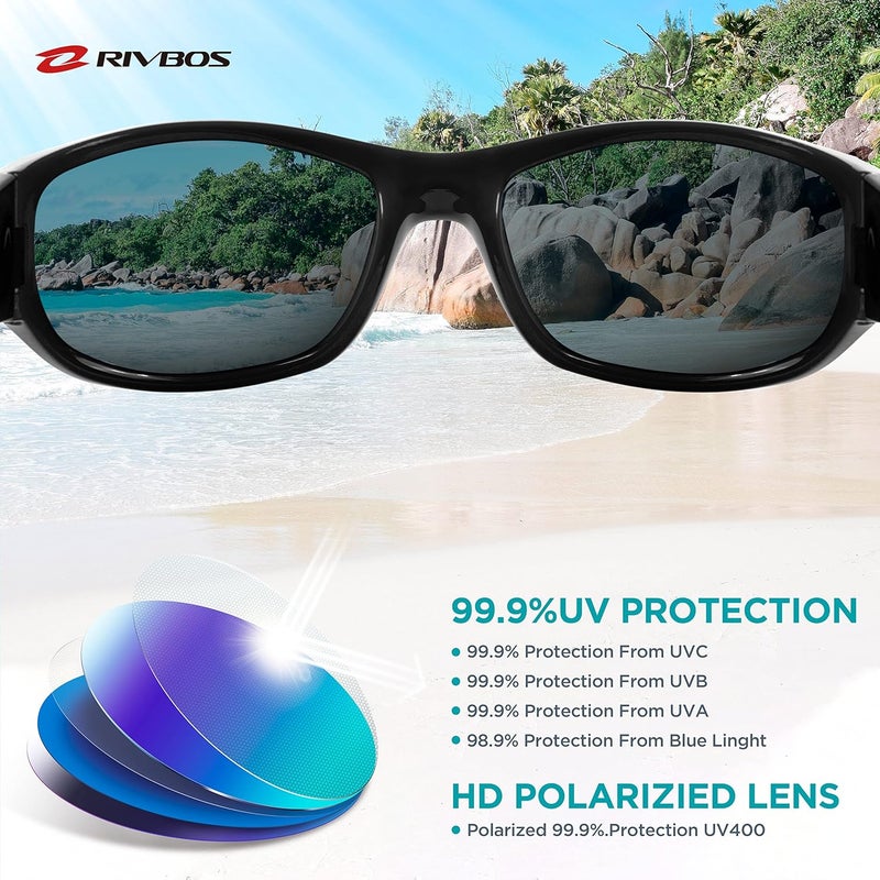 RIVBOS Kids (Age 3-8) Sunglasses Polarized UV Protection Flexible Rubber Glasses Shades with Strap for Boys Girls RBK037 - Image 3