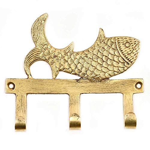 Indian-Shelf IndianShelf Brass Heavy Duty Decorative Vintage Key Holder, Key Wall Hooks for Hanging Coats, Jackets, Leash, Hat, Towel, Backpack, Purse, Handbag - Gold 11.93 Cm - Image 2