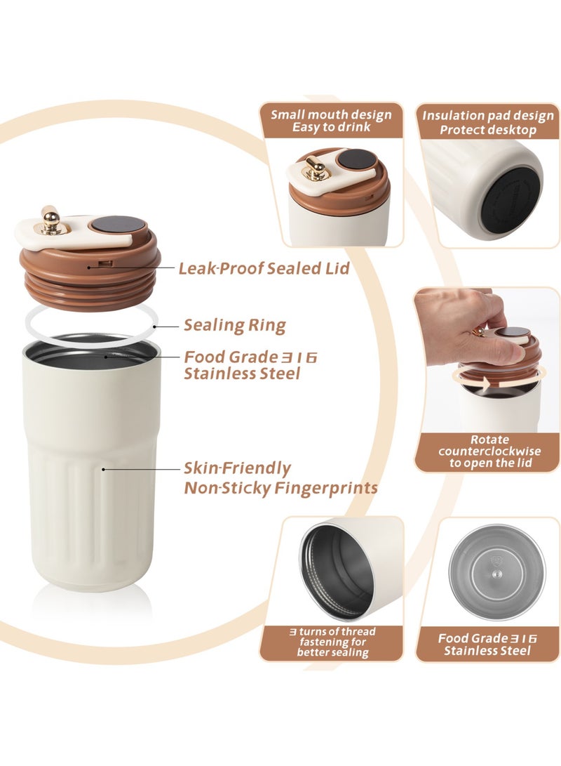 UCHUANG Smart LED Temperature Display Travel Office Coffee Mug, 316 Stainless Steel 450ML Durable Leak-proof Easy Grip Portable Thermos Mug（Brown）  - Image 4