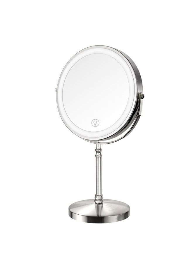 DEIOVWXS Lighted Makeup Mirror, 3000 mAh Rechargeable Double Sided Magnifying Vanity Mirror with 3 Colors, 1x/10x, 360° Rotation , Brightness Adjustable Magnification Cosmetic Light up Mirror, Women Gift  - Image 1