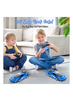 SYOSI Remote Control Toys for Kids Birthday for 5 to 12 Year Old Hobby Rc Robot Toy 2 1 Deformation Transformer Toy Racing Cars for Boys Girls 1 18 Scale Cars Blue  - Image 3