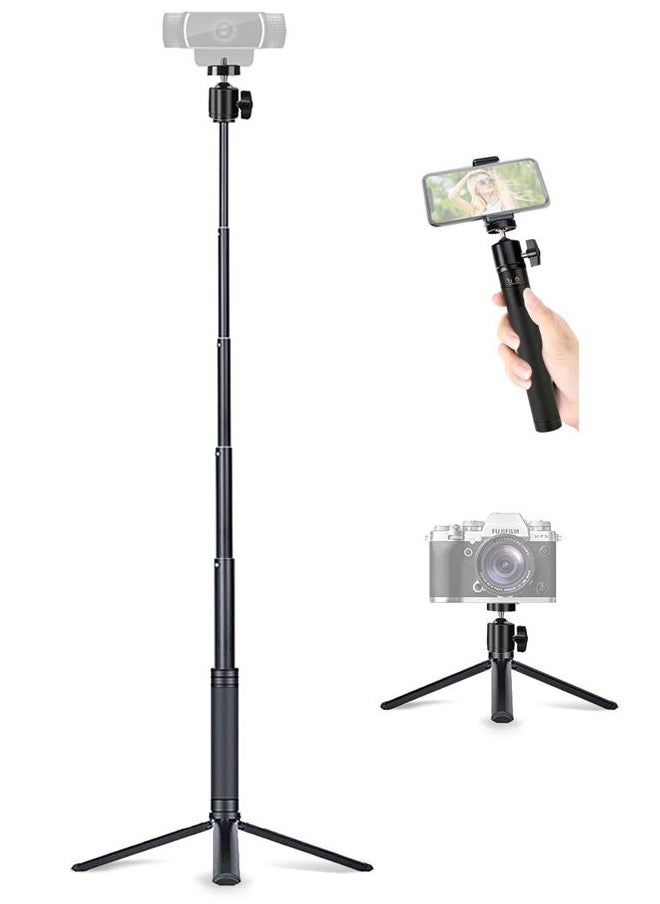JCWINY - 30" Tall Webcam Stand Tripod Extendable Desktop Tabletop Webcam Tripod Web Camera Mount Aluminum Desk Tripods Stand for Logitech Brio Webcam C925e C922x C930e C922 C930 C920 C615 iPhone Camera - Image 1
