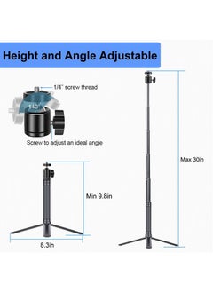 JCWINY 30" Tall Webcam Stand Tripod Extendable Desktop Tabletop Webcam Tripod Web Camera Mount Aluminum Desk Tripods Stand for Logitech Brio Webcam C925e C922x C930e C922 C930 C920 C615 iPhone Camera  - Image 3