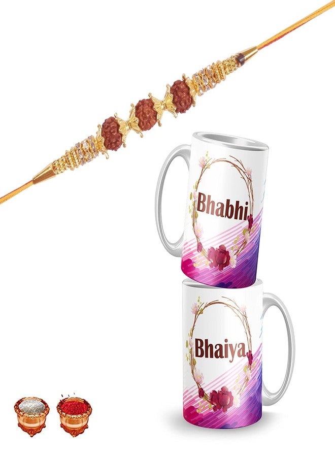 كوب Luvkushcart® راخي، راخي، راخي للأخ، راخي للأخت، راخي للأخ بهابي، راخي كومبو، مجموعة راخي، هدية راخي لبهايا بهابي، راخي مع رولي شاوال، (RAKHI-PAIRMUG-5-BA)