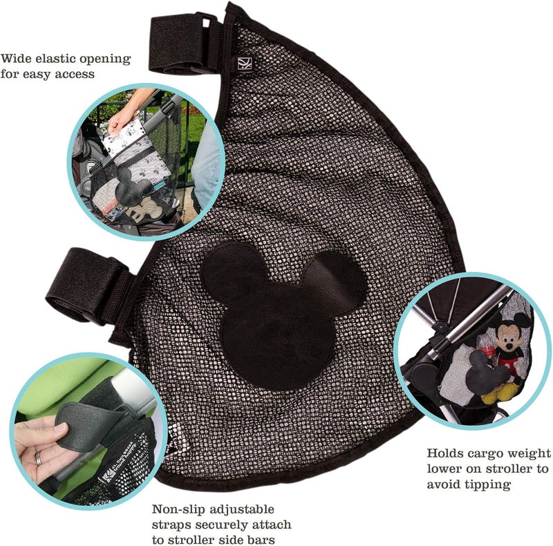 J.L. Childress Disney Baby by Side Sling Stroller Cargo Net, Stroller Organizer & Storage, Mickey Black - Image 2