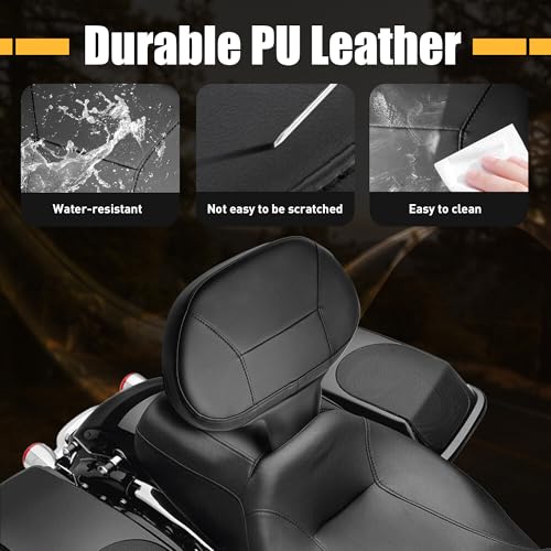 Hutexico Detachable Touring Rider Backrest, Adjustable Comfortable Driver Backrest Quick Release Plug-in For Harley 2009-2024 Touring CVO Road Glide Street Glide Electra Glide Road King Ultra (Black) - Image 2