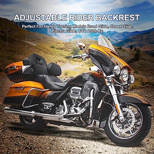 Hutexico Detachable Touring Rider Backrest, Adjustable Comfortable Driver Backrest Quick Release Plug-in For Harley 2009-2024 Touring CVO Road Glide Street Glide Electra Glide Road King Ultra (Black) - Image 4