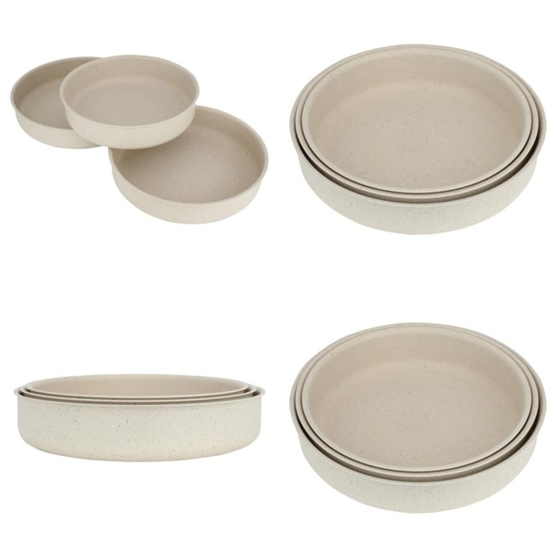 Turkish Circular Shape Granite Oven Trays 3-Piece Set, Beige - Image 1