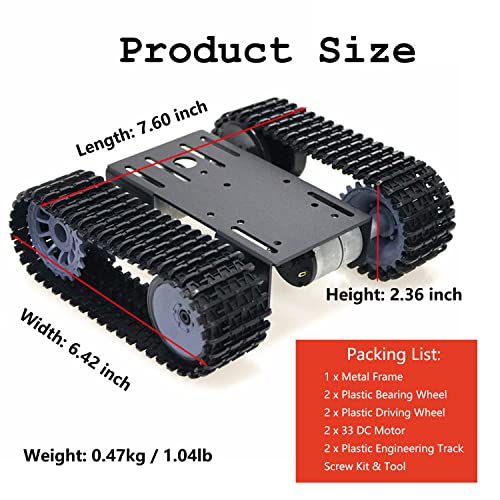 Swaytail Premium Robot Tracked Car Chassis Kits with 2pcs DC Motor Caterpillar Moving Robotic Tank Platform with 2pcs Tracks for Arduino Raspberry Pie Microbit Python DIY - Image 5