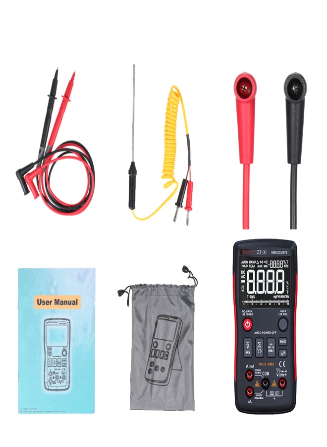 بي سايد مقياس متعدد رقمي BSIDE يعمل باللمس، متعدد الاستخدامات، 9999 فولت تيار متردد/تيار مستمر، مع رسم بياني شريطي تناظري وشاشة LCD بإضاءة خلفية، واختبار درجة الحرارة، وجهد تيار متردد/تيار مستمر، ومقياس التيار، ومقياس الأوم، والمقاومة - Image 2