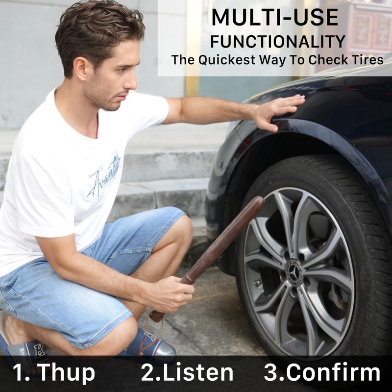 MALTERZER Wooden Tire Checker for Truckers Tool for Checking Tire Pressure, Wheel & Tire Accessories & Parts, Tire Repair Tools Fish Bat Self Defense - Image 5
