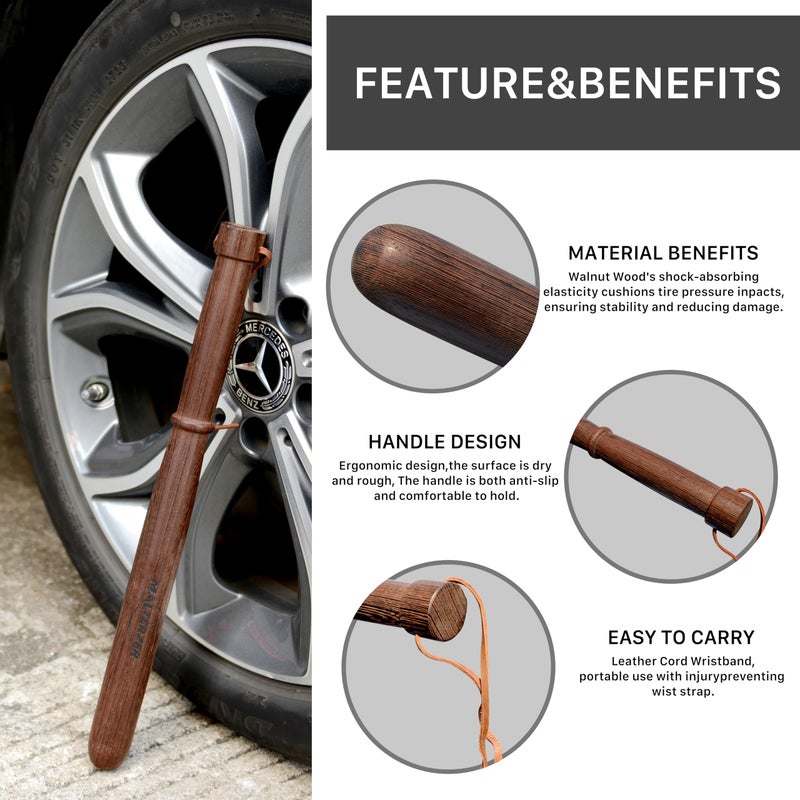 MALTERZER Wooden Tire Checker for Truckers Tool for Checking Tire Pressure, Wheel & Tire Accessories & Parts, Tire Repair Tools Fish Bat Self Defense - Image 4
