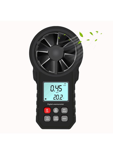 Handheld Anemometer Portable Wind Speed Meter CFM Meter Wind Gauge with LCD Backlight for Weather Data Collection Outdoors Sailing Surfing Fishing