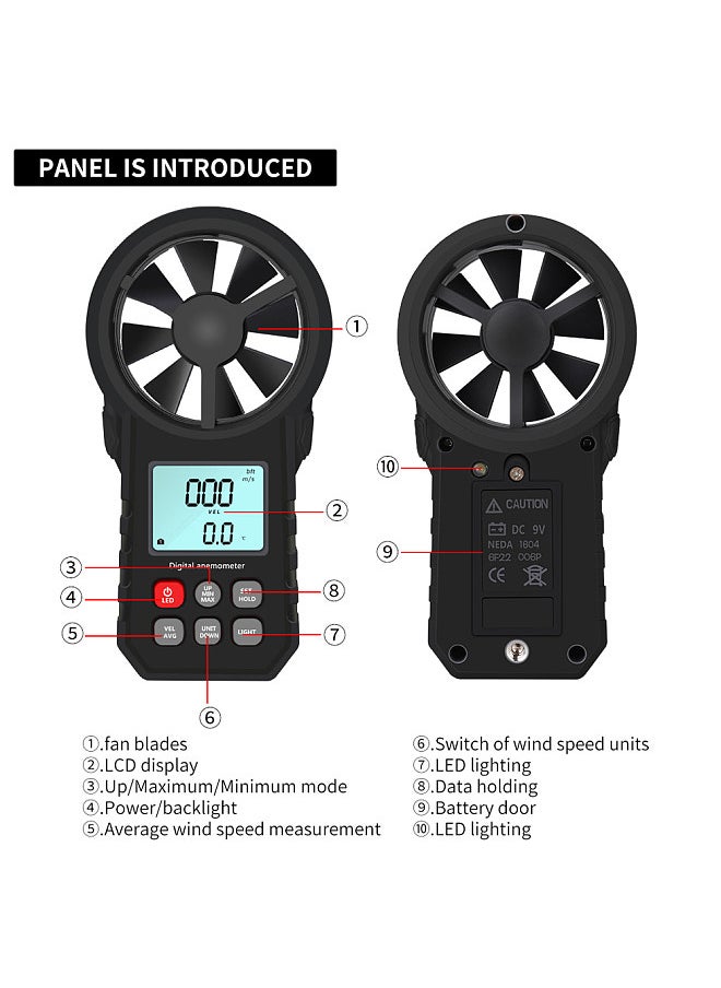 KKmoon - Handheld Anemometer Portable Wind Speed Meter CFM Meter Wind Gauge with LCD Backlight for Weather Data Collection Outdoors Sailing Surfing Fishing - Image 1