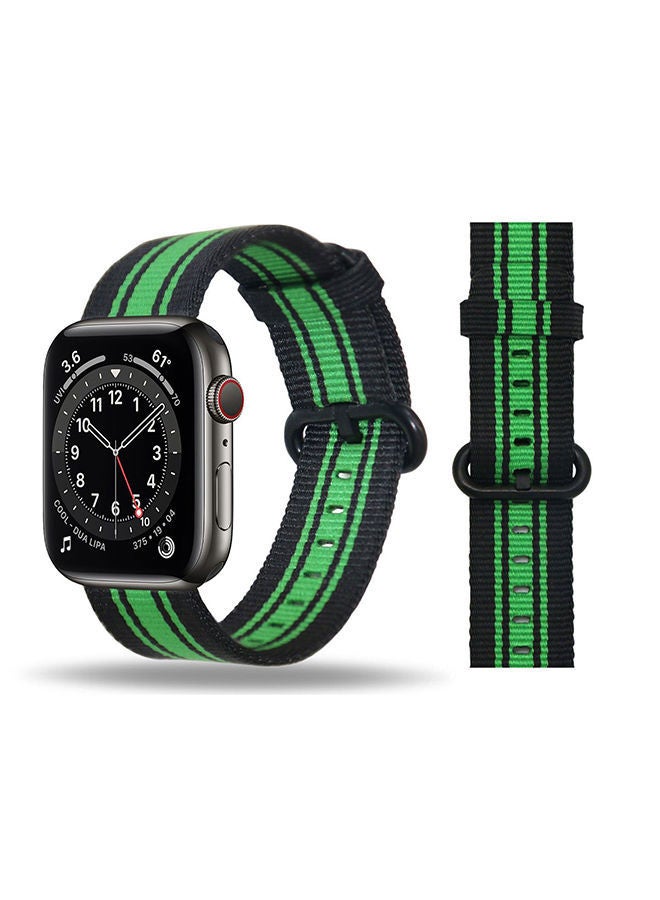 NIBEMINENT Nylon Replacement Band For Apple Watch Series 6/SE/5/4/3/2/1 Black Green