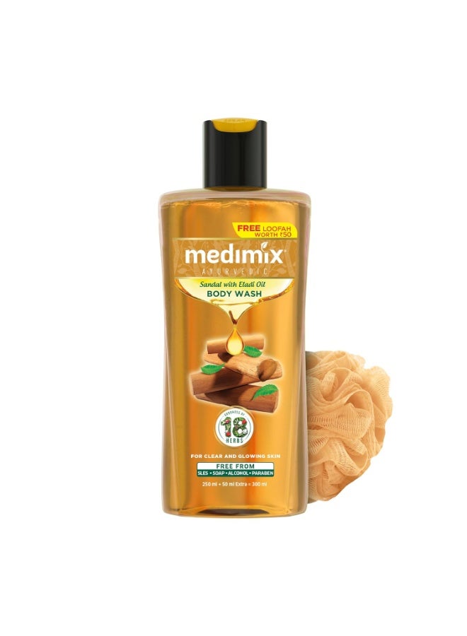 Medimix Ayurvedic Body wash, Sandal With Eladi Oil For Clear, Glowing And Tan-Free Skin 250ml + 50ml | Herbal Shower Gel | Paraben-free & Sulphate-free - Image 1