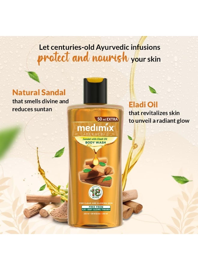Medimix Ayurvedic Body wash, Sandal With Eladi Oil For Clear, Glowing And Tan-Free Skin 250ml + 50ml | Herbal Shower Gel | Paraben-free & Sulphate-free - Image 5