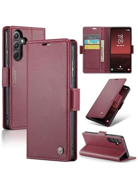 Samsung Galaxy A35 RFID Blocking Wallet Flip Case - Red