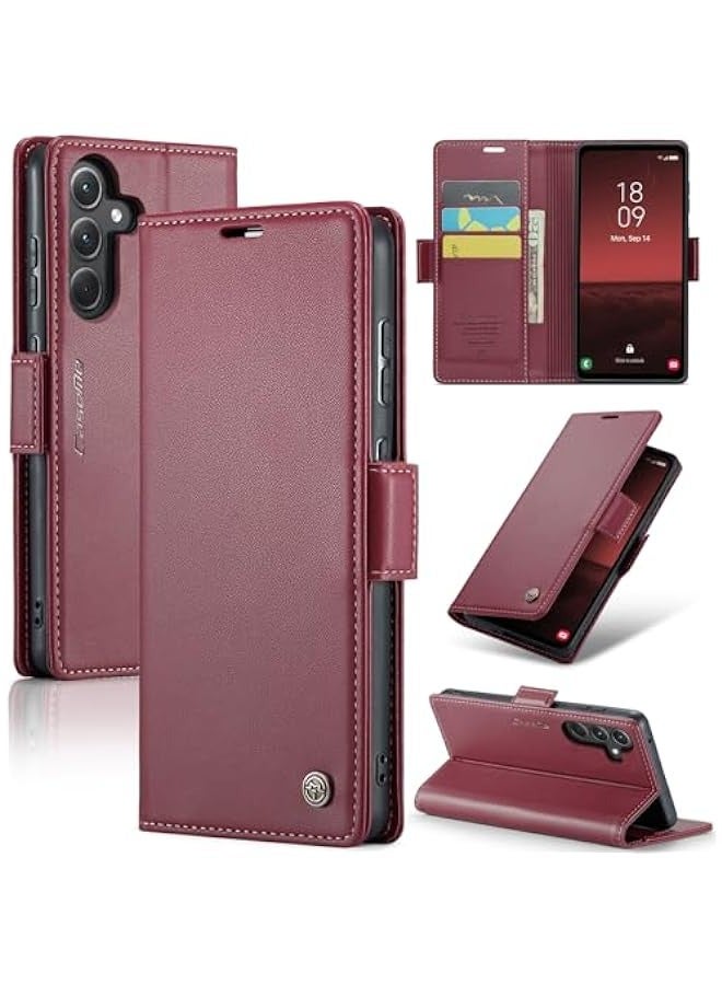 Samsung Galaxy A35 RFID Blocking Wallet Flip Case - Red  - Image 1