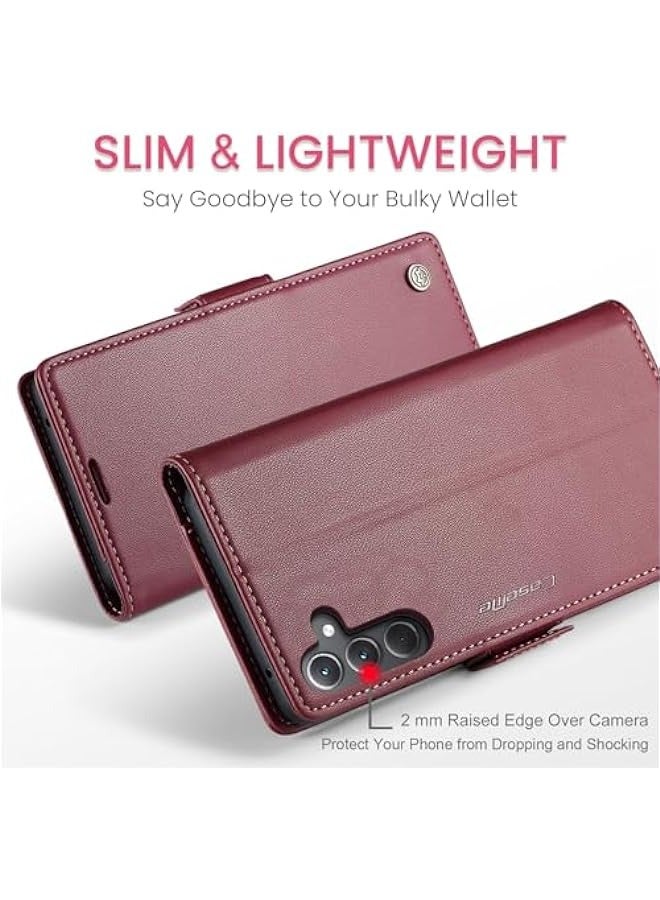 Samsung Galaxy A35 RFID Blocking Wallet Flip Case - Red  - Image 2