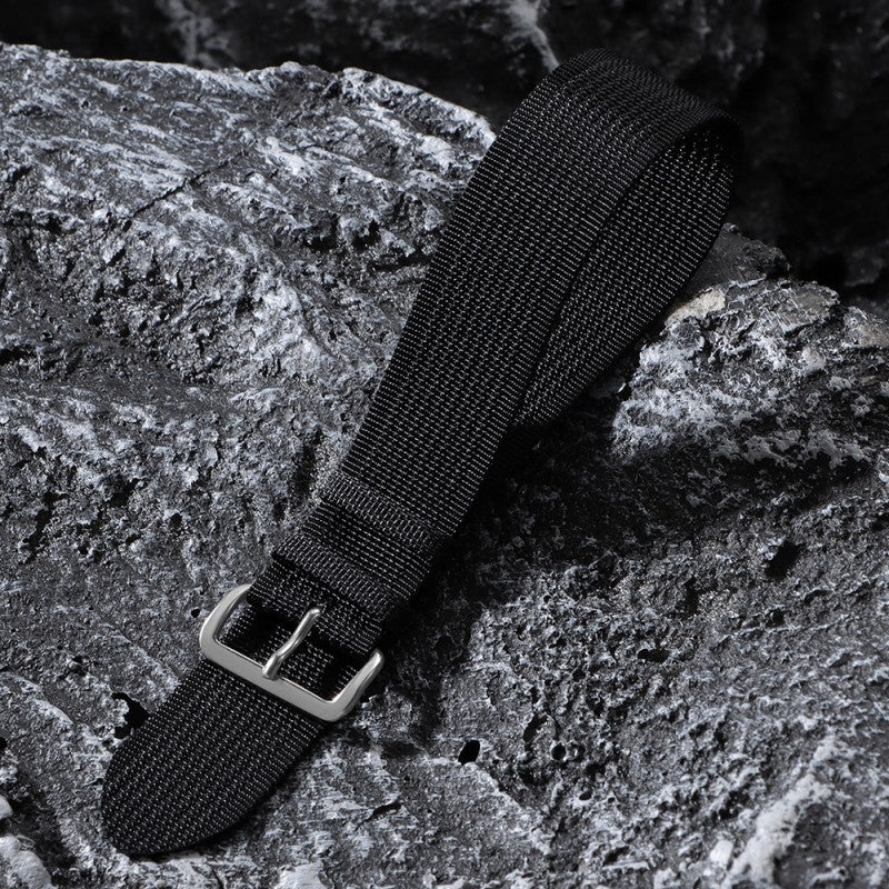 Generic New thin NATO nylon strap fits Huawei Seiko No.5 water ghost a canvas watch strap 20/22mm Black 