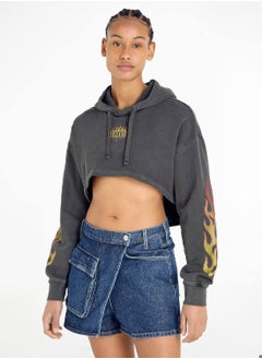 Women's Vintage Flame Cropped Hoodie - Cotton, Black - pzsku/ZC1D1FF426FFFA4C96462Z/45/_/1735546875/700c93e6-b404-4590-8569-3c73c16ef0ba