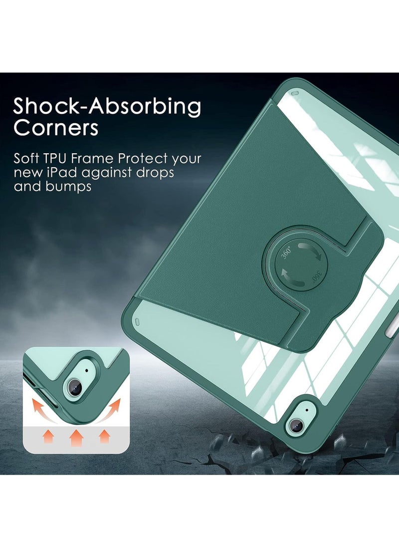 Rock Pow - Rotating Case for iPad (A16) 11th 11 inch 2025 Gen iPad 11 Case/Case For iPad 10th Gen Case 2022 iPad 10 Case with Pencil Holder, 360 Degree Rotation Protective Stand Cover Clear Back, Auto Wake/Sleep - Image 1