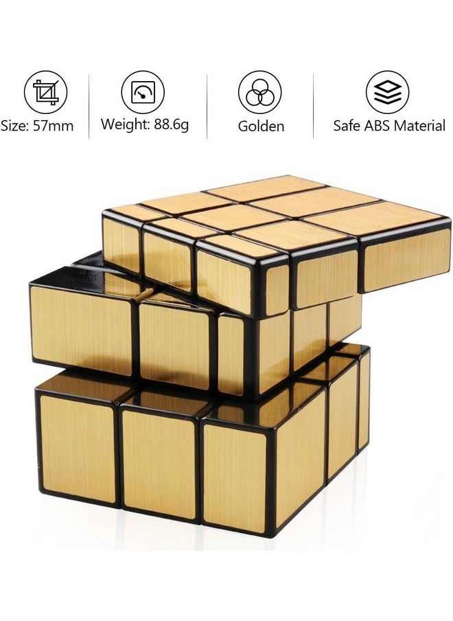 D ETERNAL - D ETERNAL Mirror Cube 2x2 3x3 Speed Cube Set, 2x2x2 3x3x3 Mirror Blocks Different Shapes Puzzle Cube Gold 2 Pack - Image 1