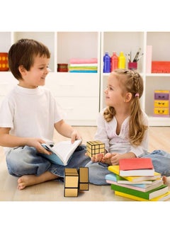 D ETERNAL D ETERNAL Mirror Cube 2x2 3x3 Speed Cube Set, 2x2x2 3x3x3 Mirror Blocks Different Shapes Puzzle Cube Gold 2 Pack  - Image 5