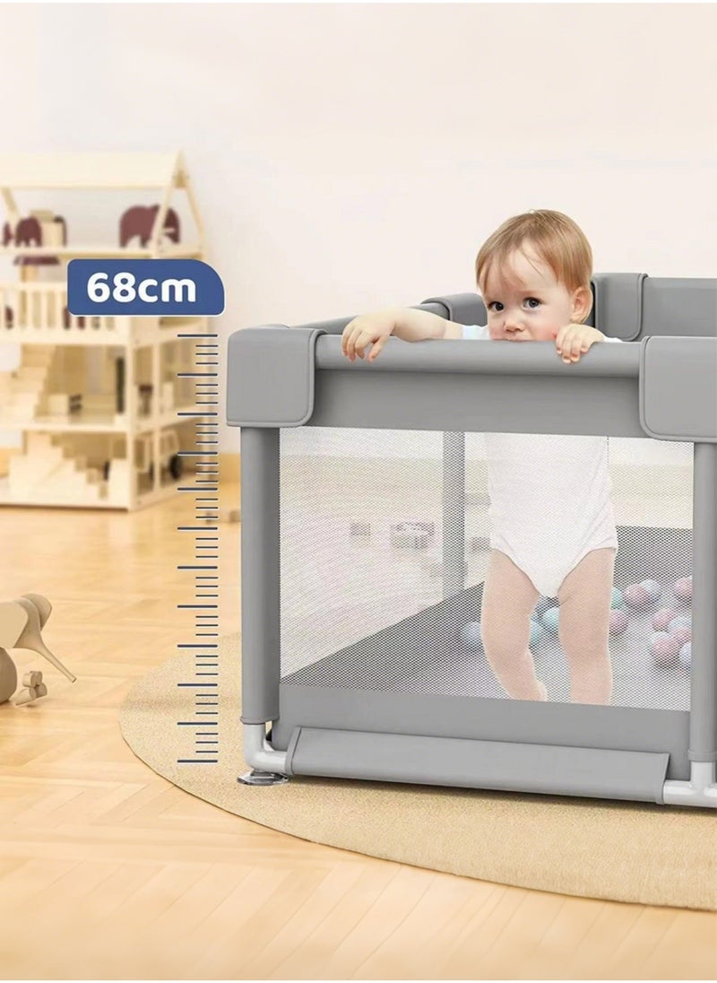 Paka Rabbit Baby fence, 200*150cm toddler fence with door and suction cup, 50 ocean balls and basketball hoop, baby safety activity center, large fence, baby bumper foam fence with breathable mesh, toddler safety fence  - Image 5
