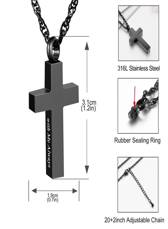 Dletay Cremation Cross Necklace for Ashes Stainless Steel Cross Urn Pendant Ashes Holder Memorial Jewelry-With Me Always - Image 2