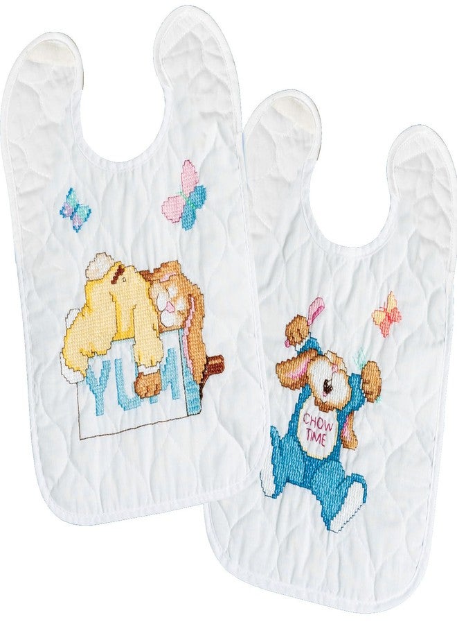 Janlynn Sleepy Bunnies Bibs Stamped Cross Stitch Kit-9-1/2 X11 Set of 2 - Image 1