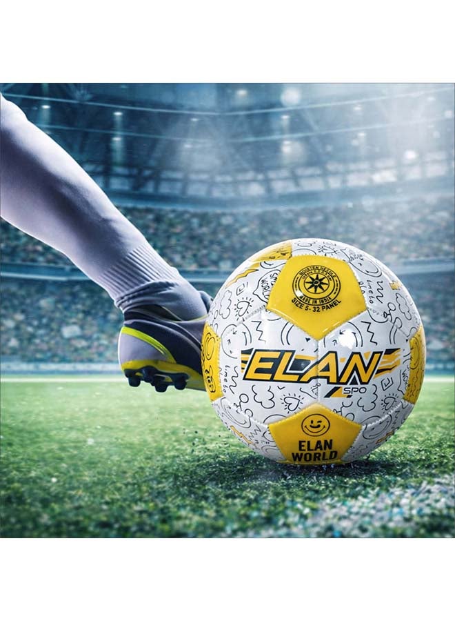 ELAN Licensed Range Smx Soccer Ball, Official Size 5 Football, High-Visibility White & Yellow, Premium PVC Machine Stitched Construction, Durable Training Ball for Youth, - Image 5