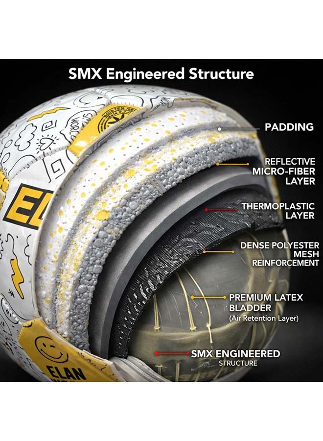 ELAN Licensed Range Smx Soccer Ball, Official Size 5 Football, High-Visibility White & Yellow, Premium PVC Machine Stitched Construction, Durable Training Ball for Youth, - Image 4